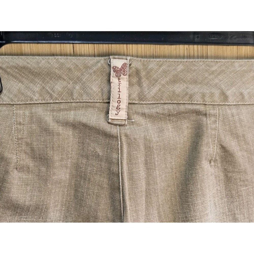 Trilogy Sz 14 Ladies Butterfly Jean Beige Wide Leg Mid-rise Raw Edge‎ Hem - Picture 4 of 6